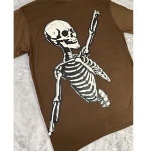 RGSTR T-Shirt Men Large Brown Unwritten End Skeleton Graphic Streetwear Tee